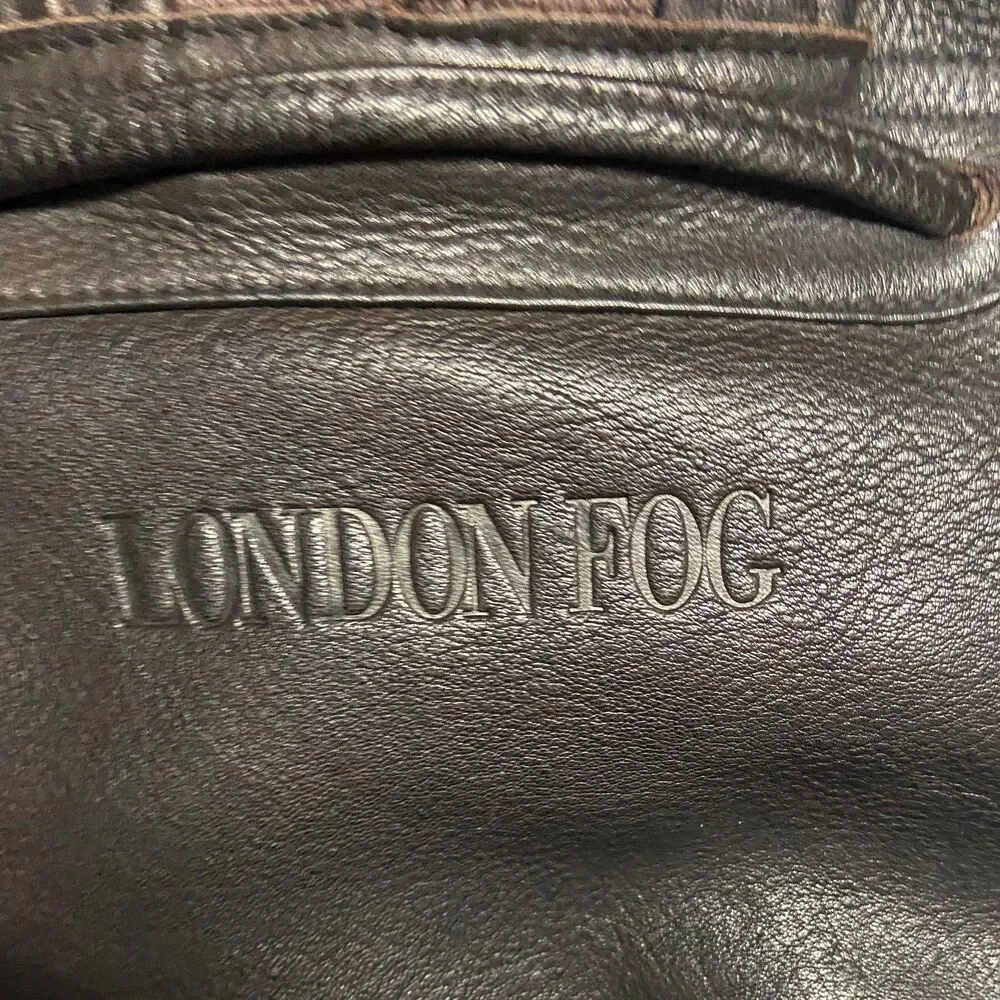 Vintage London Fog Dark Brown Leather Backpack Rucksack Unisex Outer Pockets